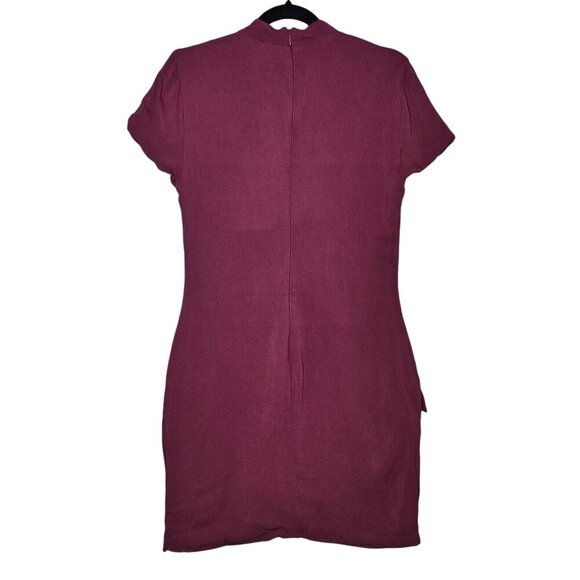 House of CB Alia Mulberry Red Purple Short Sleeve Mini Dress Size L Tall - Picture 8 of 13
